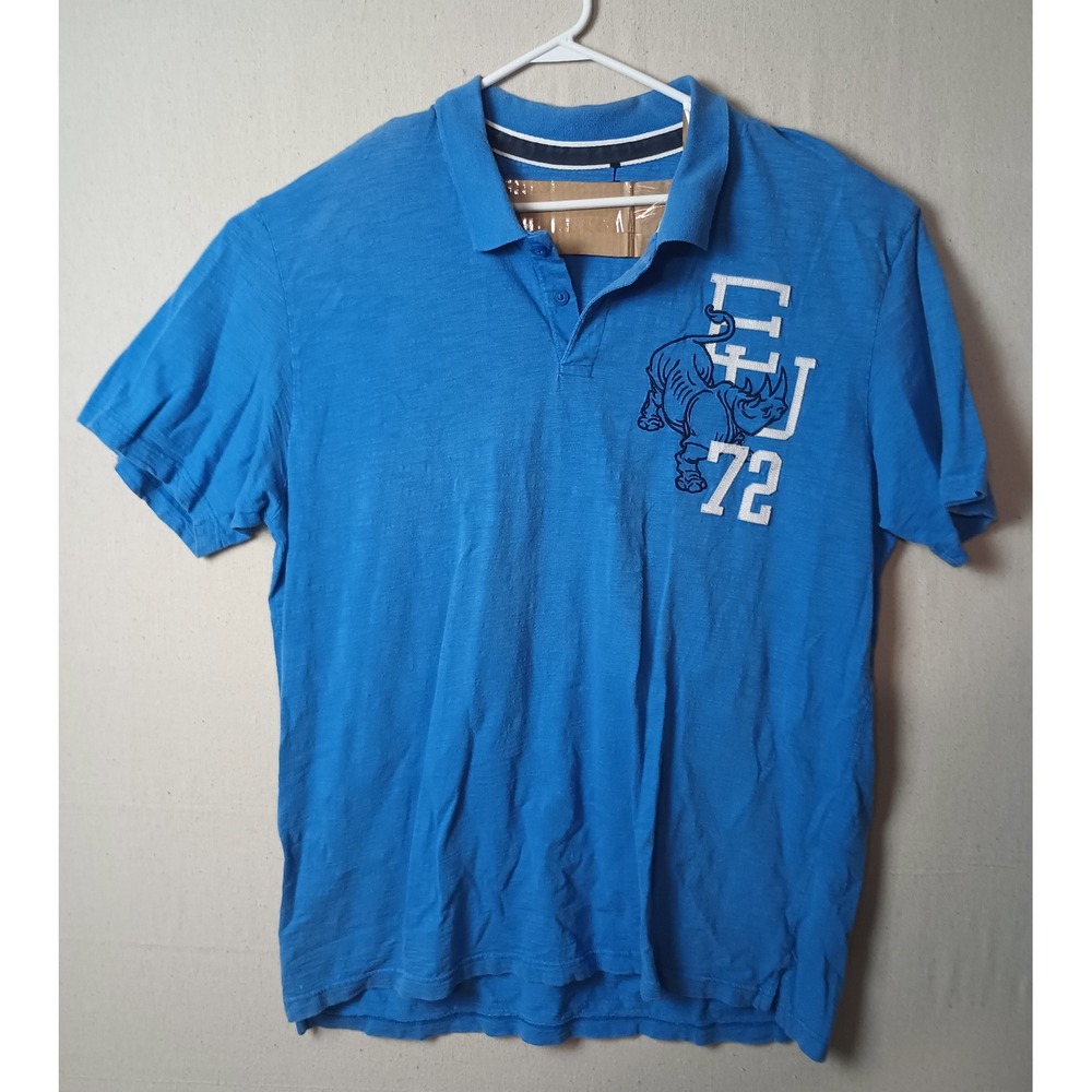Ecko Unltd. Mens‎ Polo Shirt Rhino Graphic Short Sleeve Blue 3XL Vintage Y2K B